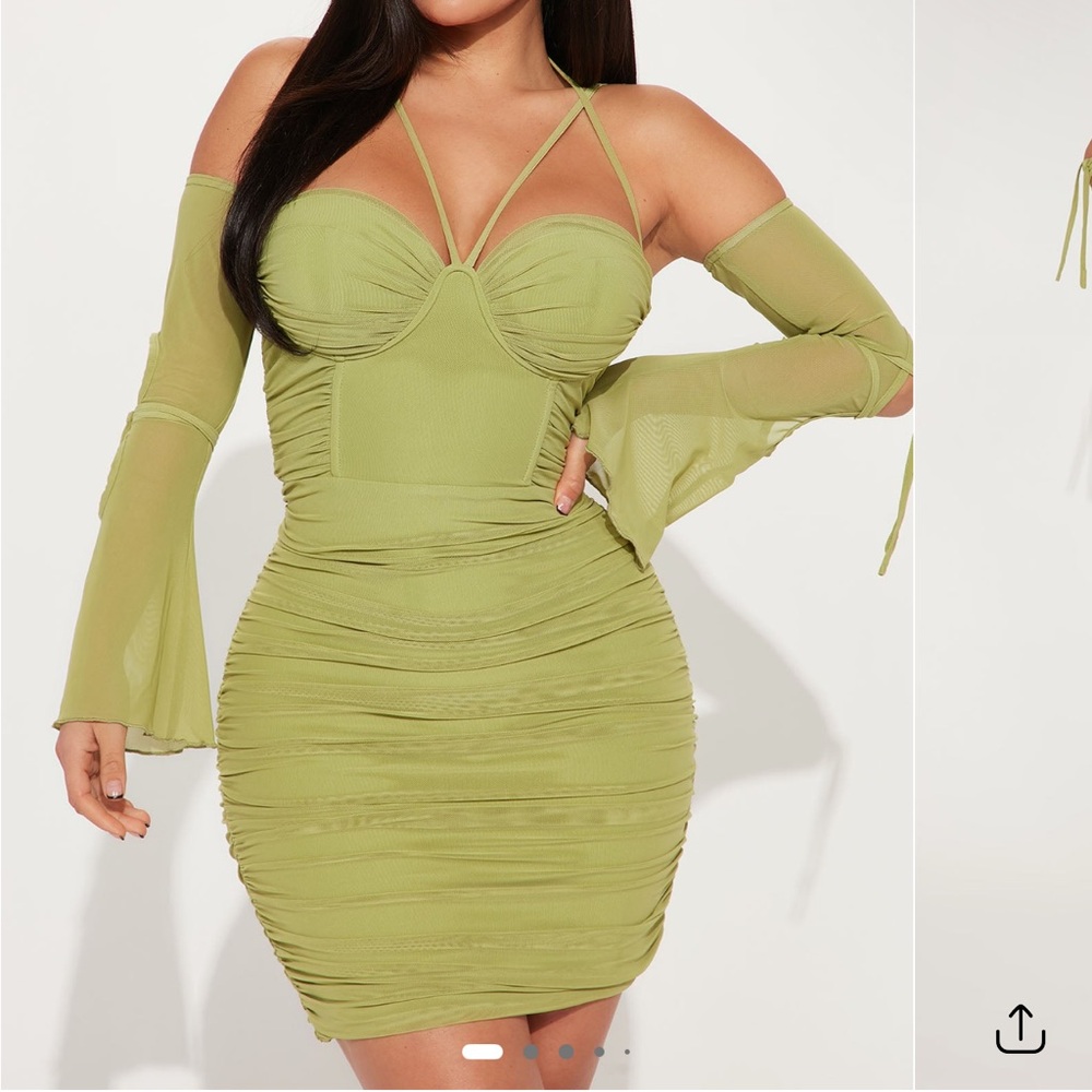 Denied mini Chartreuse Off-Shoulder Mini Dress